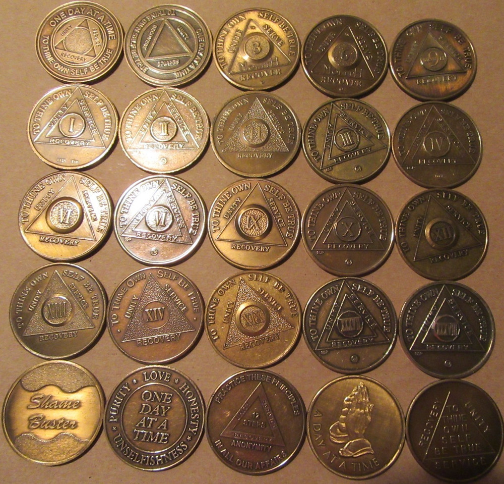 Alcoholics Anonymous AA medallion Bronze