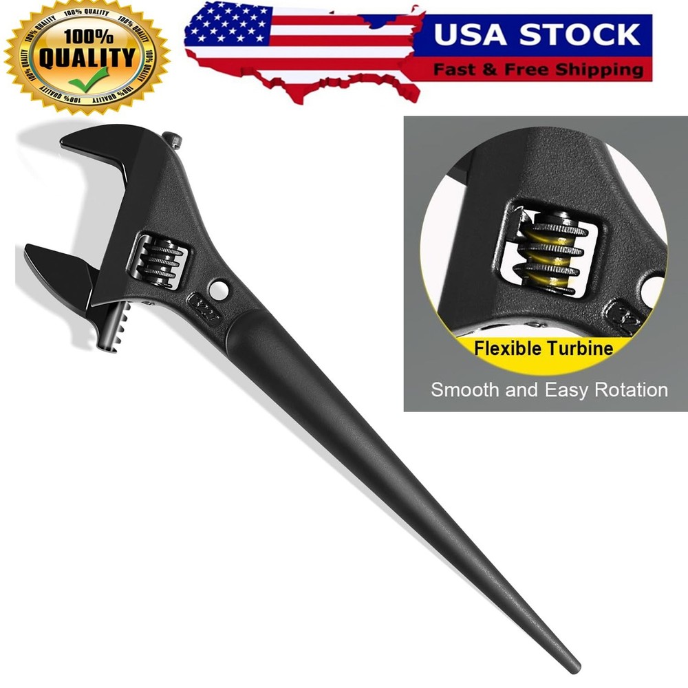 10" Adjustable Construction Spud Wrench 3227 with Tether Hole,1-7/16" Opening