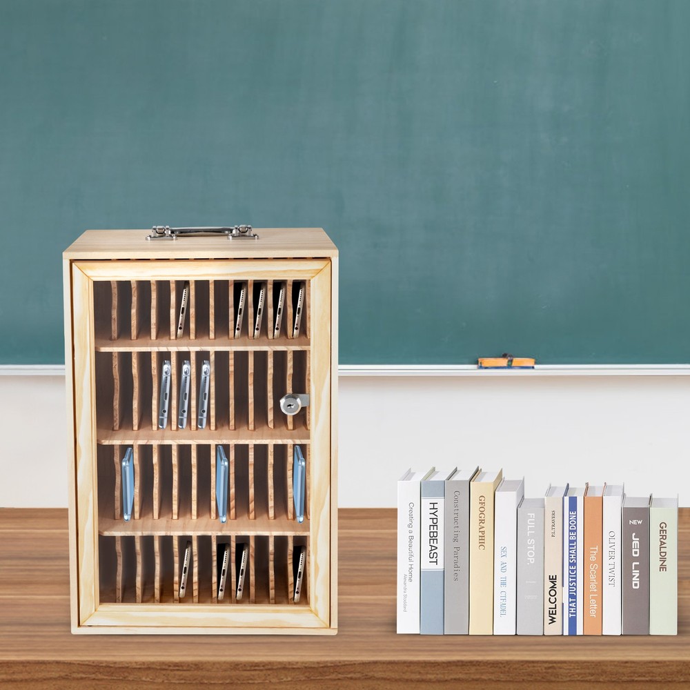 Cell Phone Storage Cabinet with 48 Slots, Lockable & Wall-Mountable