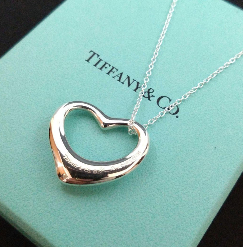Tiffany & Co Sterling Silver 925 Elsa Peretti Open Heart Necklace  Pendant