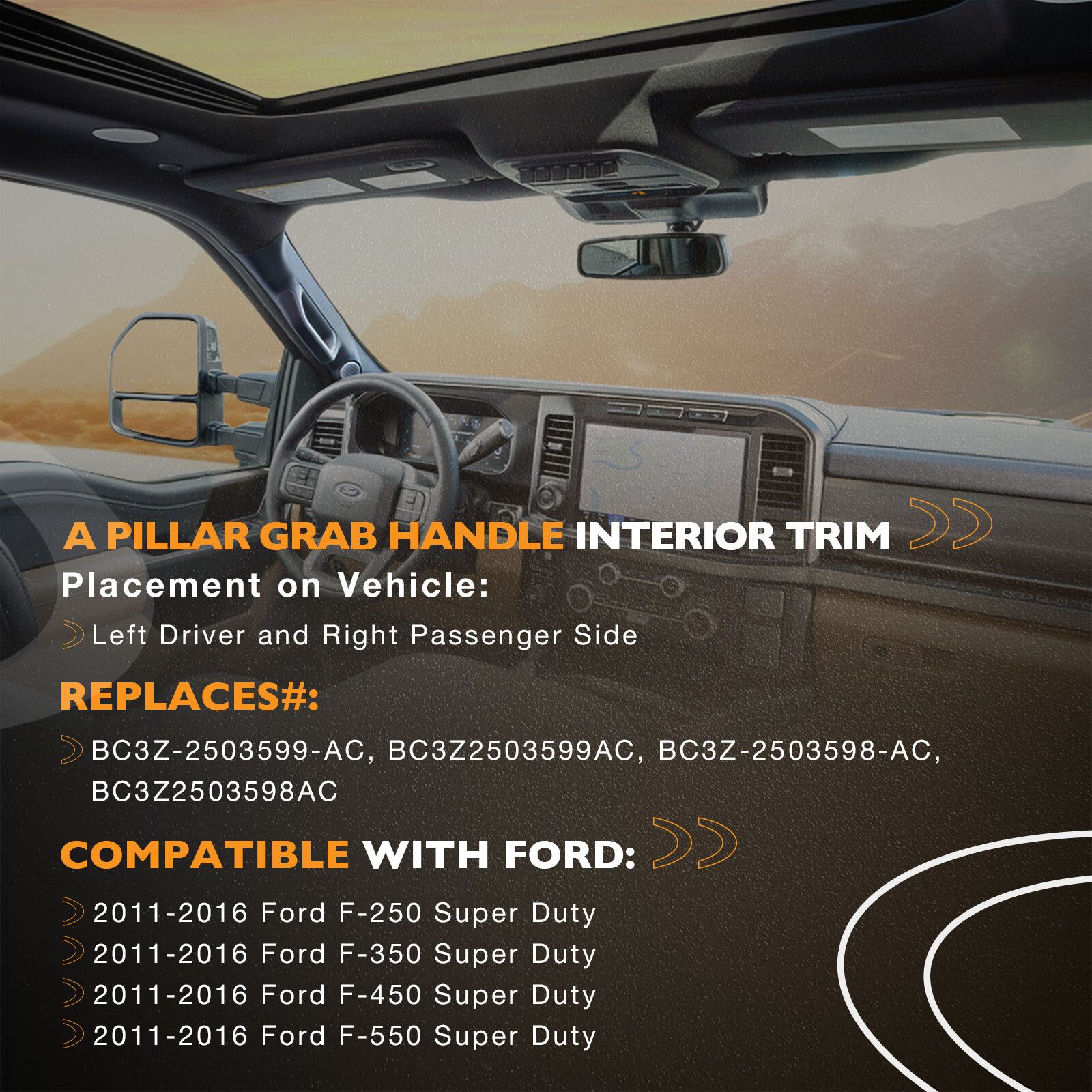 Pair A-Pillar Interior Trim Grab Handles Front Left Right For 2011-16 Ford F-250