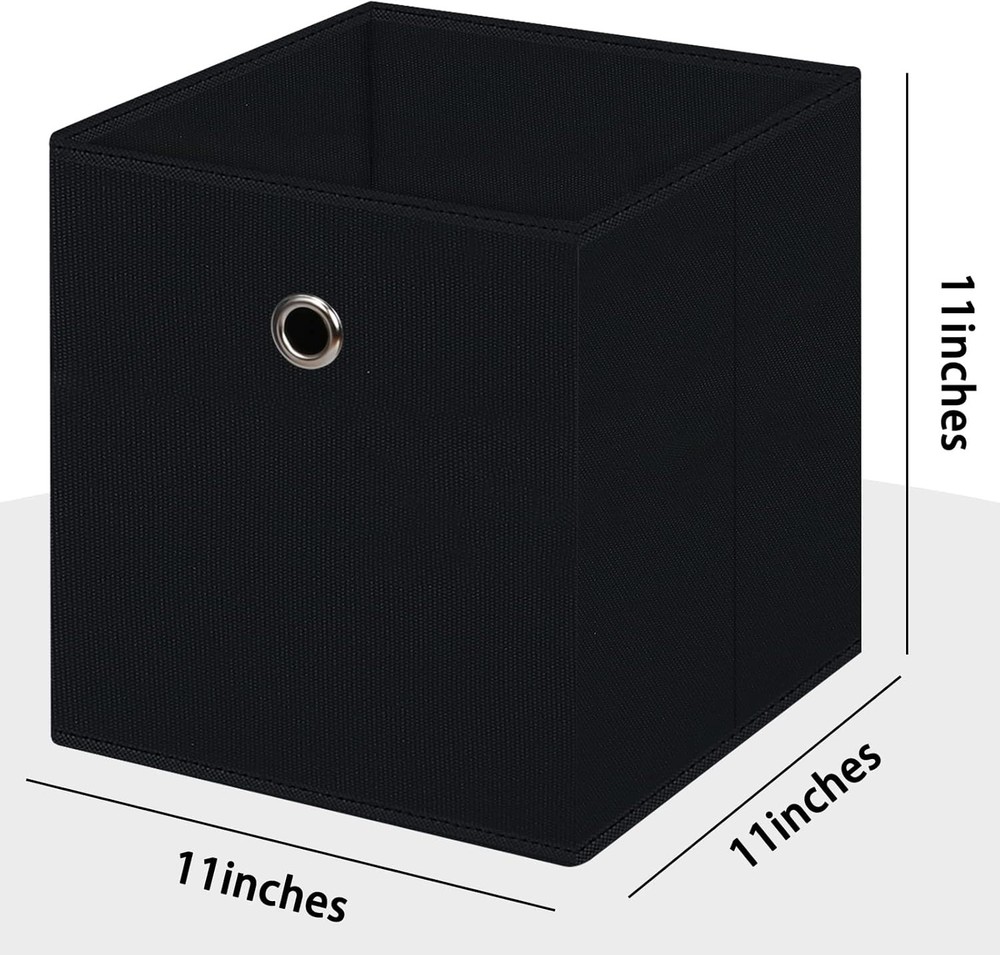 Black Foldable Storage Cubes Bins ,11 Inch Cloth Cube 3 Pack,