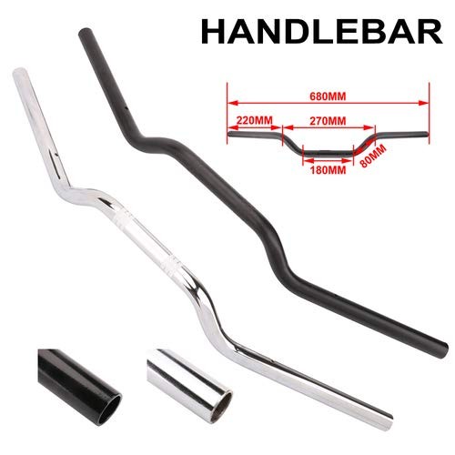 1" Drag Tracker Motorcycle Handlebar, 25mm Handlebars Universal Knight Black