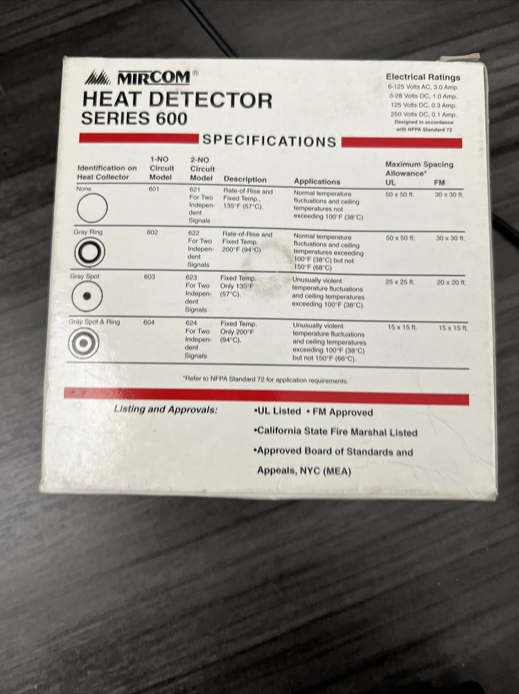 Mircom MIR-604 Heat Detector New