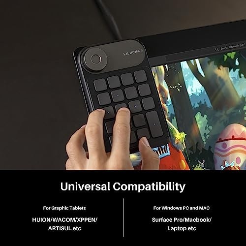 Wireless Bluetooth Programmable Keypad with Dial & 18 Custom Keys for Drawing, P