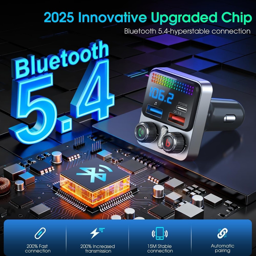 Bluetooth 5.0 Car Wireless FM Transmitter Adapter USB PD Charger AUX Hands LOT