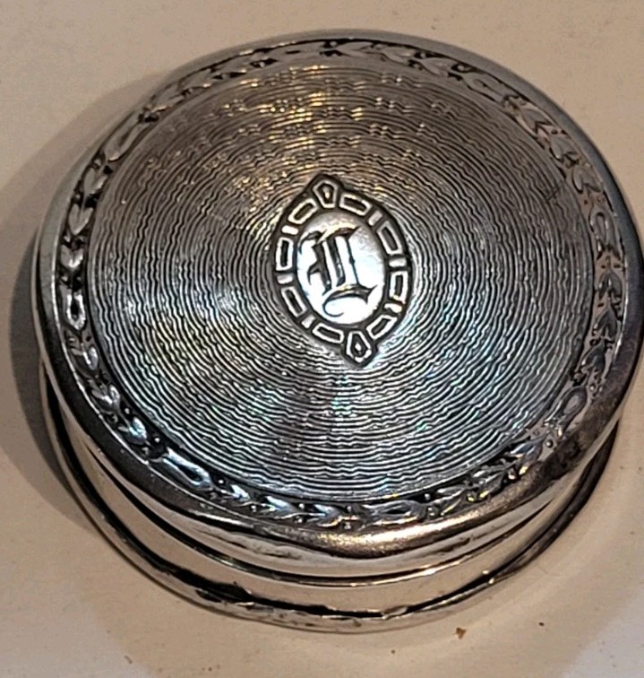 Vintage Round Sterling Silver Double Blush Mirror Makeup Compact Textured