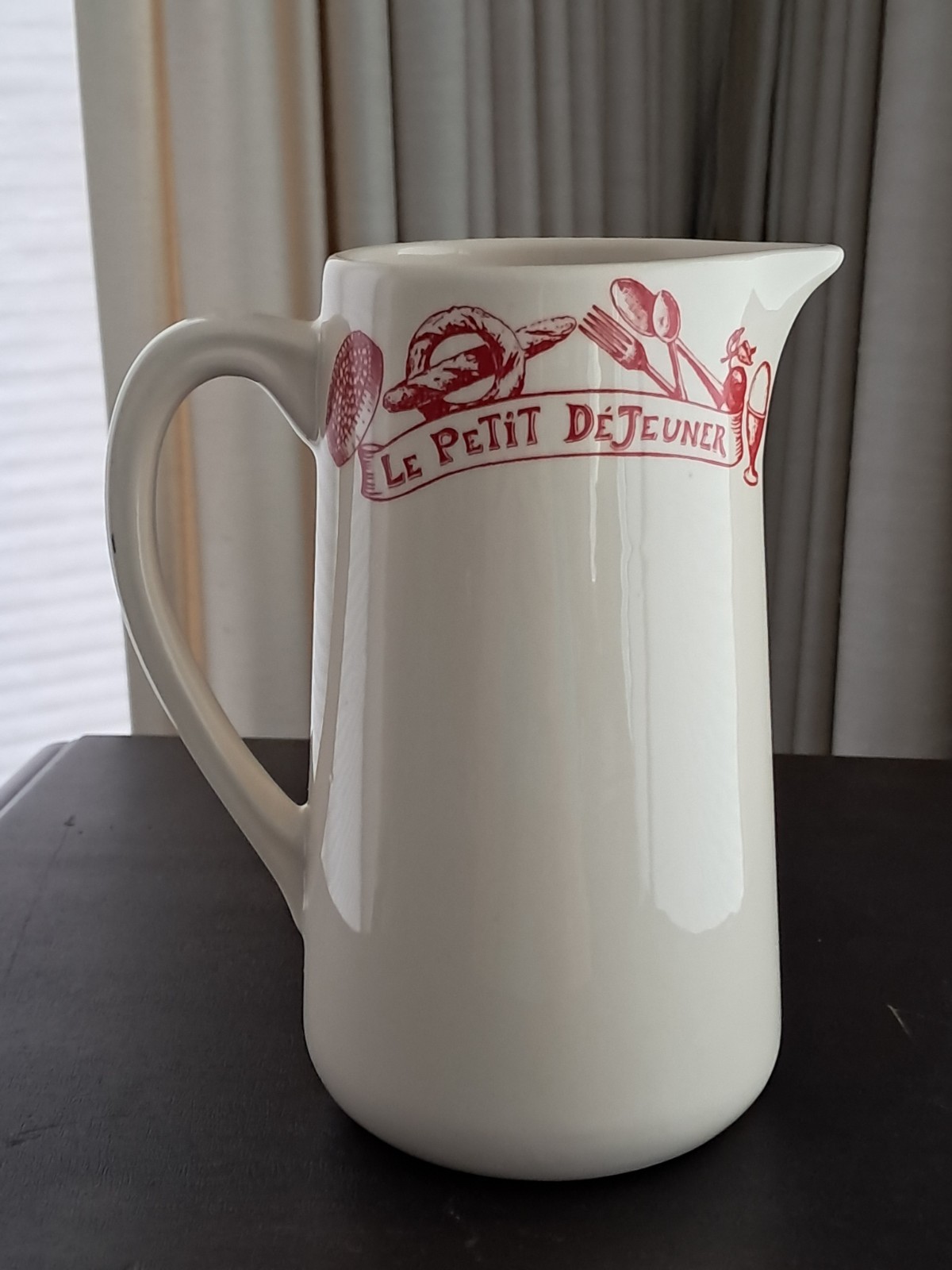 Ceramic Le Comptoir De Famille Red White France Pitcher Le Petit Dejeuner
