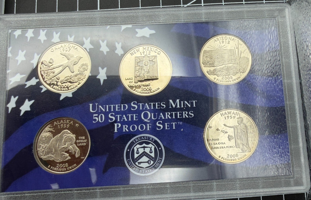 1999, 2000, 2002, 2004, 2005, 2006, 2007, 2008 PROOF Clad State Quarter Sets