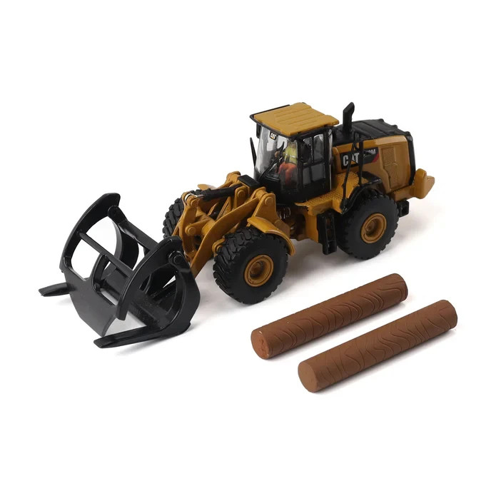 CAT 950G Wheel Loader w/ Log Fork 1:87 Scale Model - Diecast Masters 84661CS