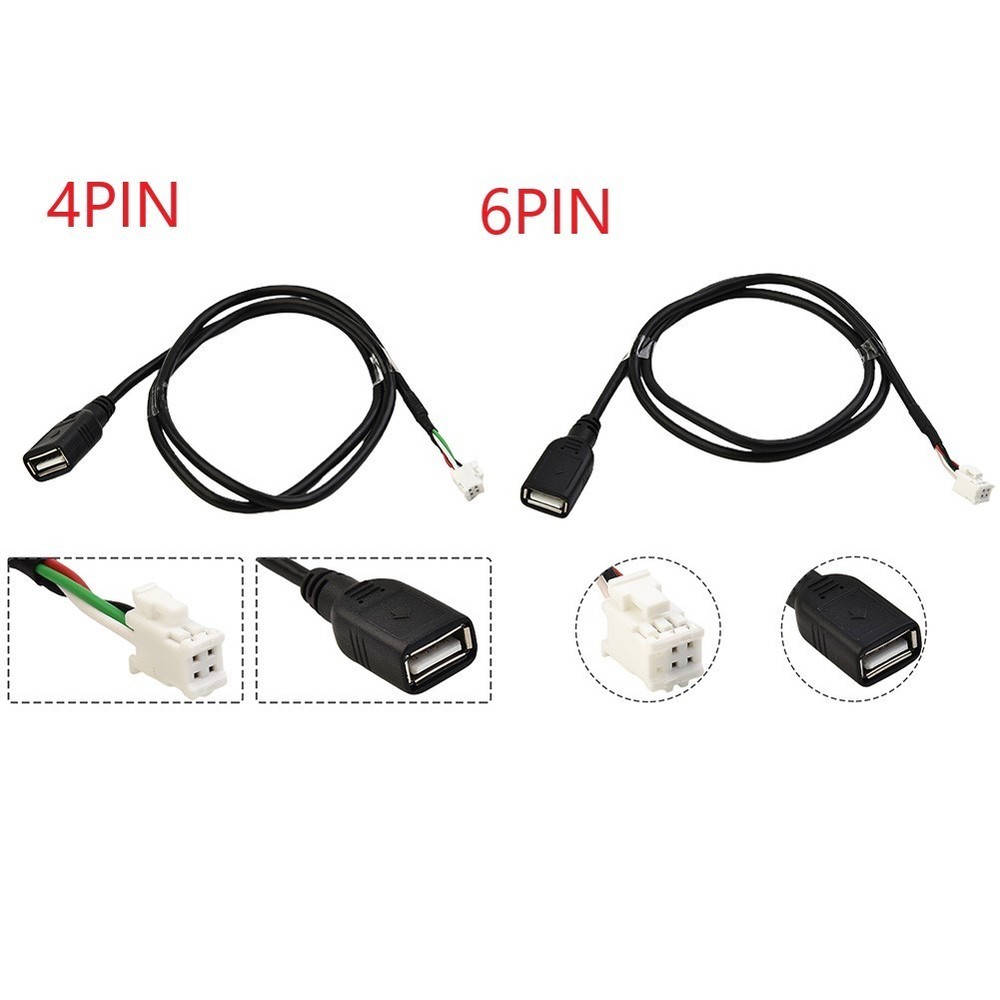 2pcs Car USB Cable Adapter 4Pin & 6Pin Accessories Connector For Android