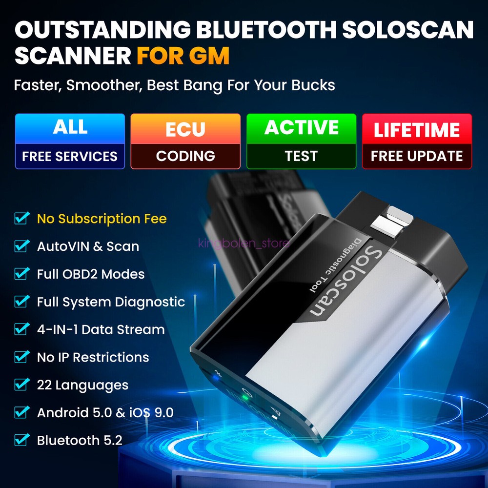 KINGBOLEN SOLOSCAN For GM/Buick/GMC OBD2 Scanner Car Diagnostic Tool ECU Coding