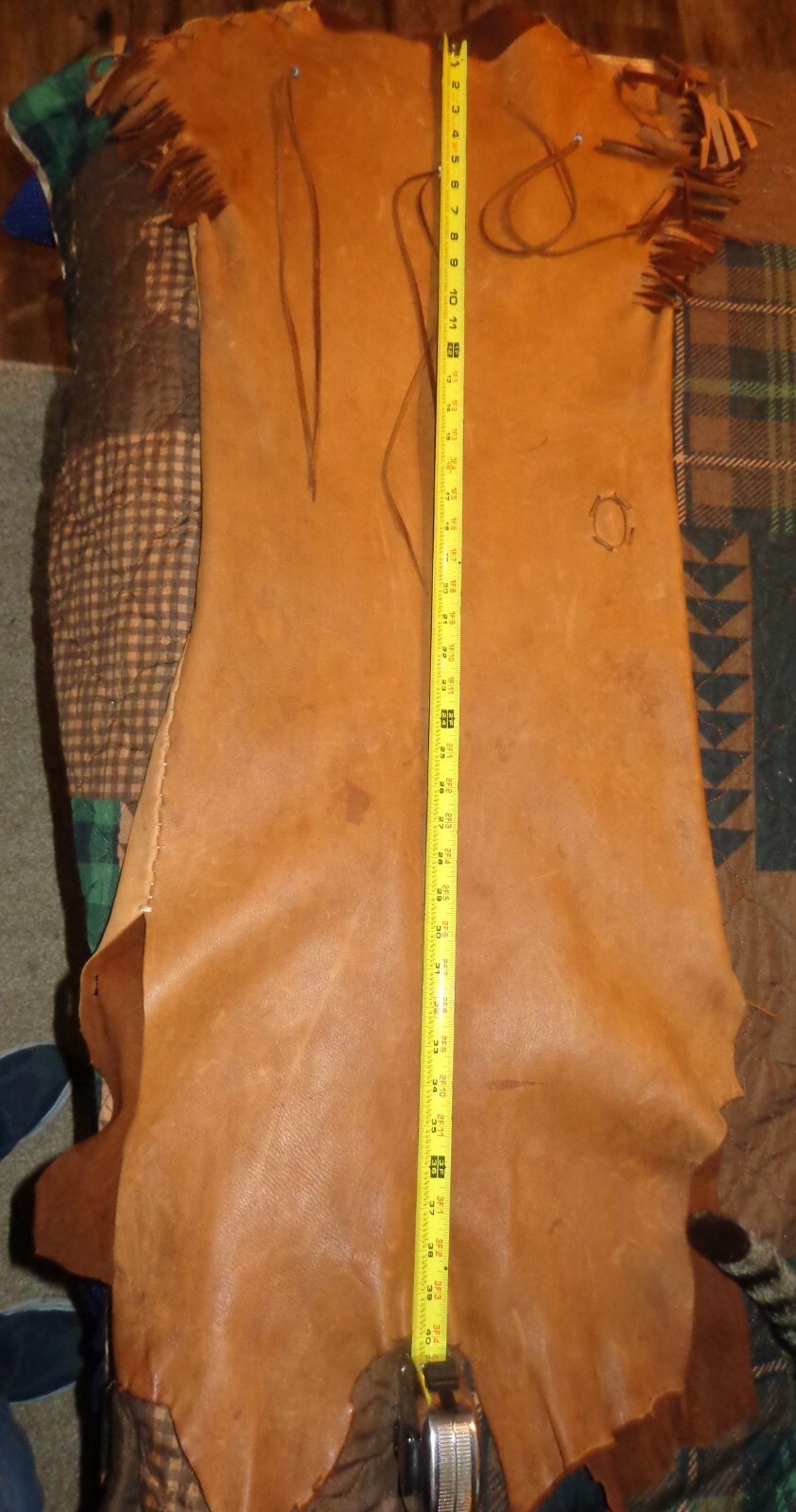 Used Vintage Buckskin Leather Suede Handmade Native American Dress Beads Fringed