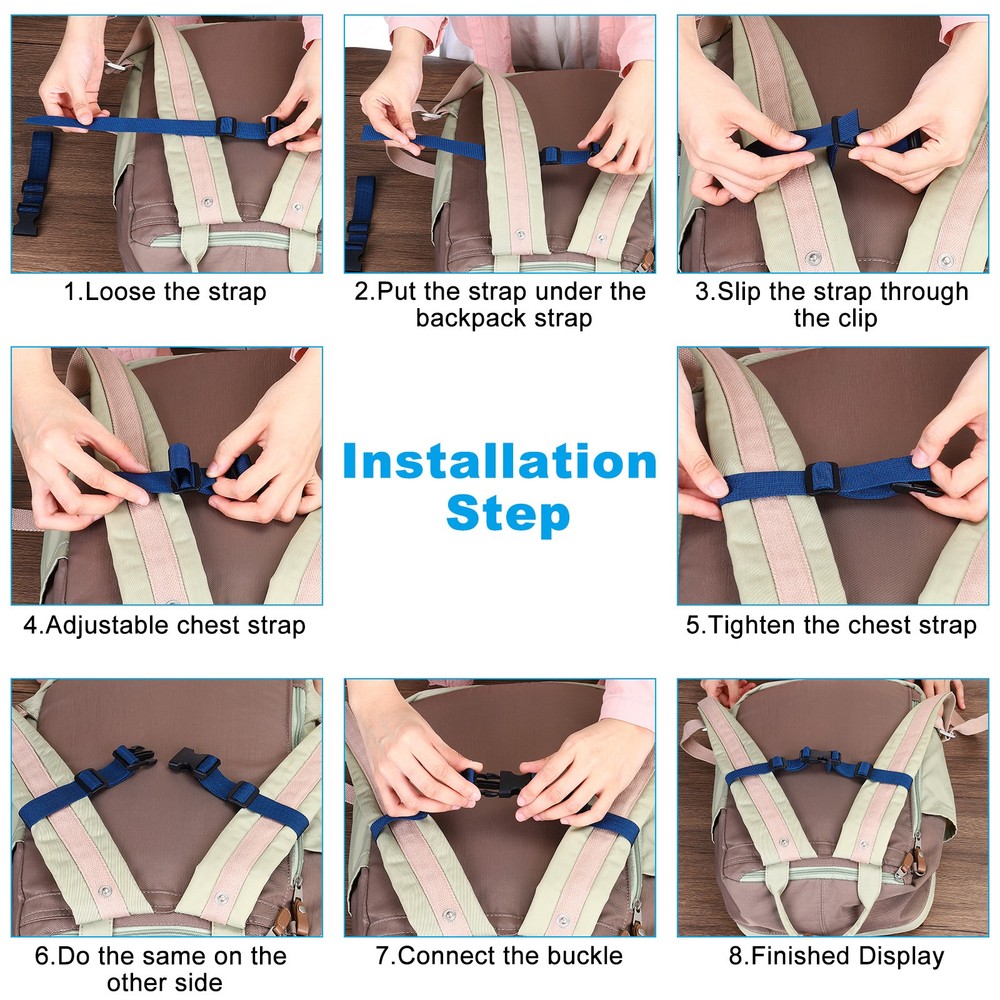 2X Backpack Chest Strap Set Strap with Quick-Release Buckle, Sky Blue,Orange