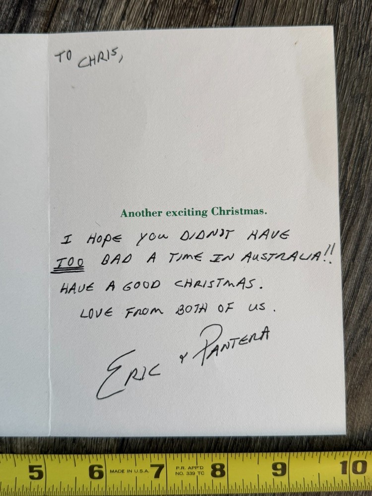 KISS Christmas Card ERIC CARR Signed Autograph Chris Lendt 1980 Vintage Aucoin