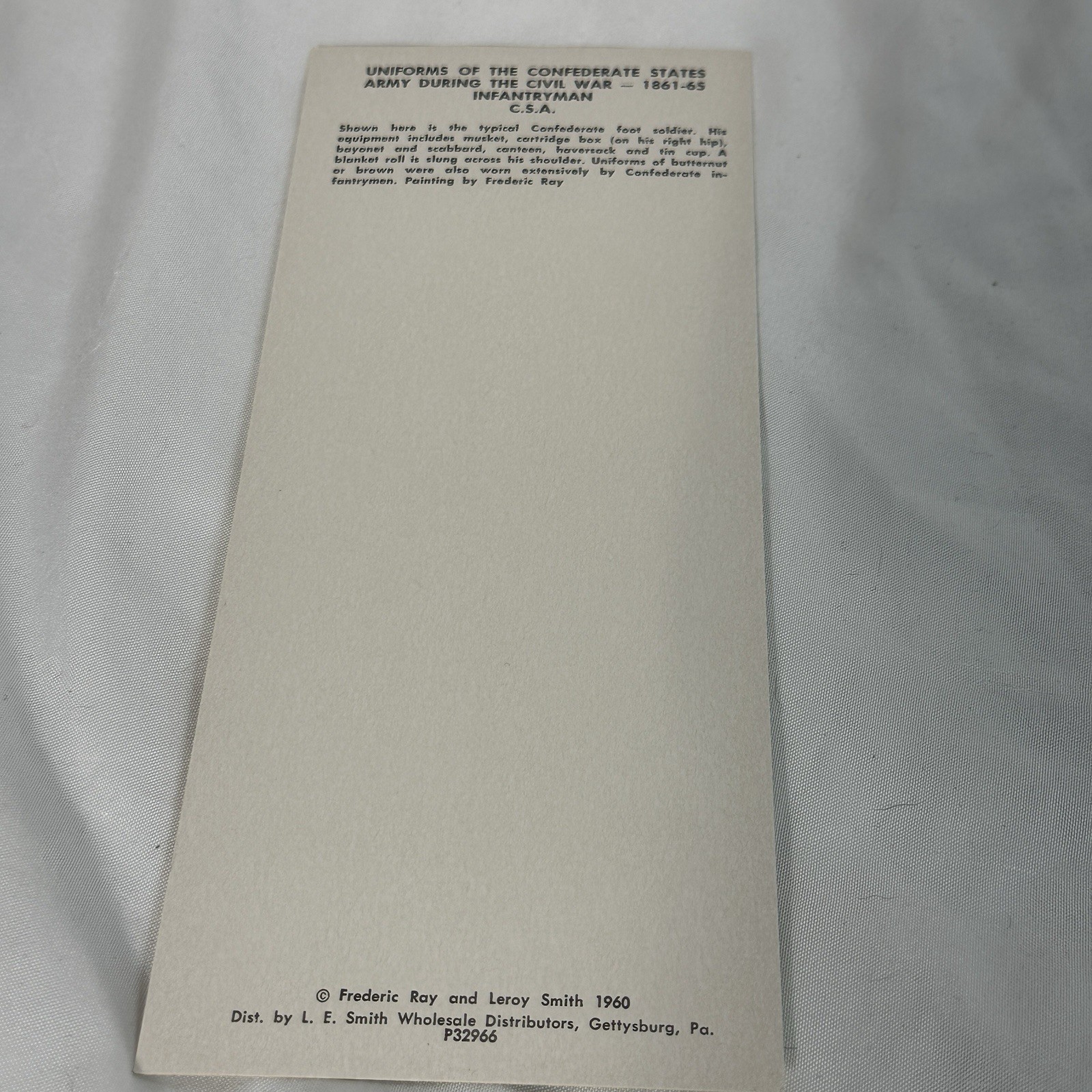 American Civil War Uniforms Of The Confederacy Set Of 6 Art Cards In Folder