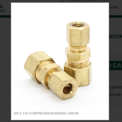 3/8 X 1/4 COMPRESSION BRASS UNION # 62R-64