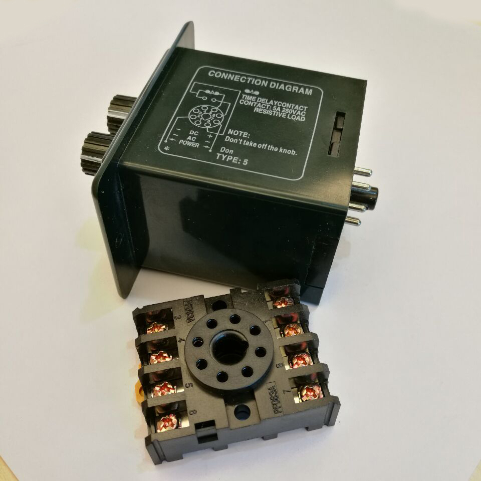 US Stock Timer ATDV-Y 12V DC 60S Second Double Time Delay Switch & Base Socket