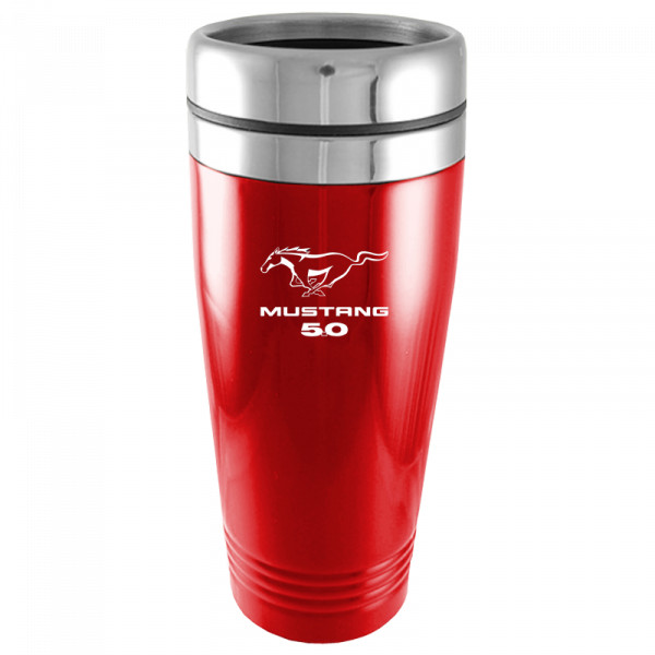Ford Mustang Logo Red 16oz Stainless Steel Tumbler Travel Mug Official Licensed