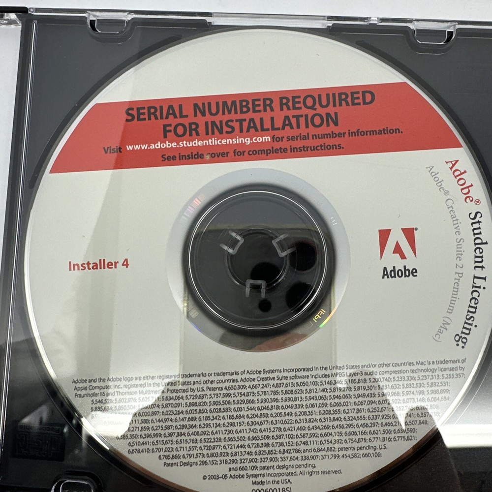 Adobe Creative Suite 2 Premium Mac Student Licensing Disc Set Only VG