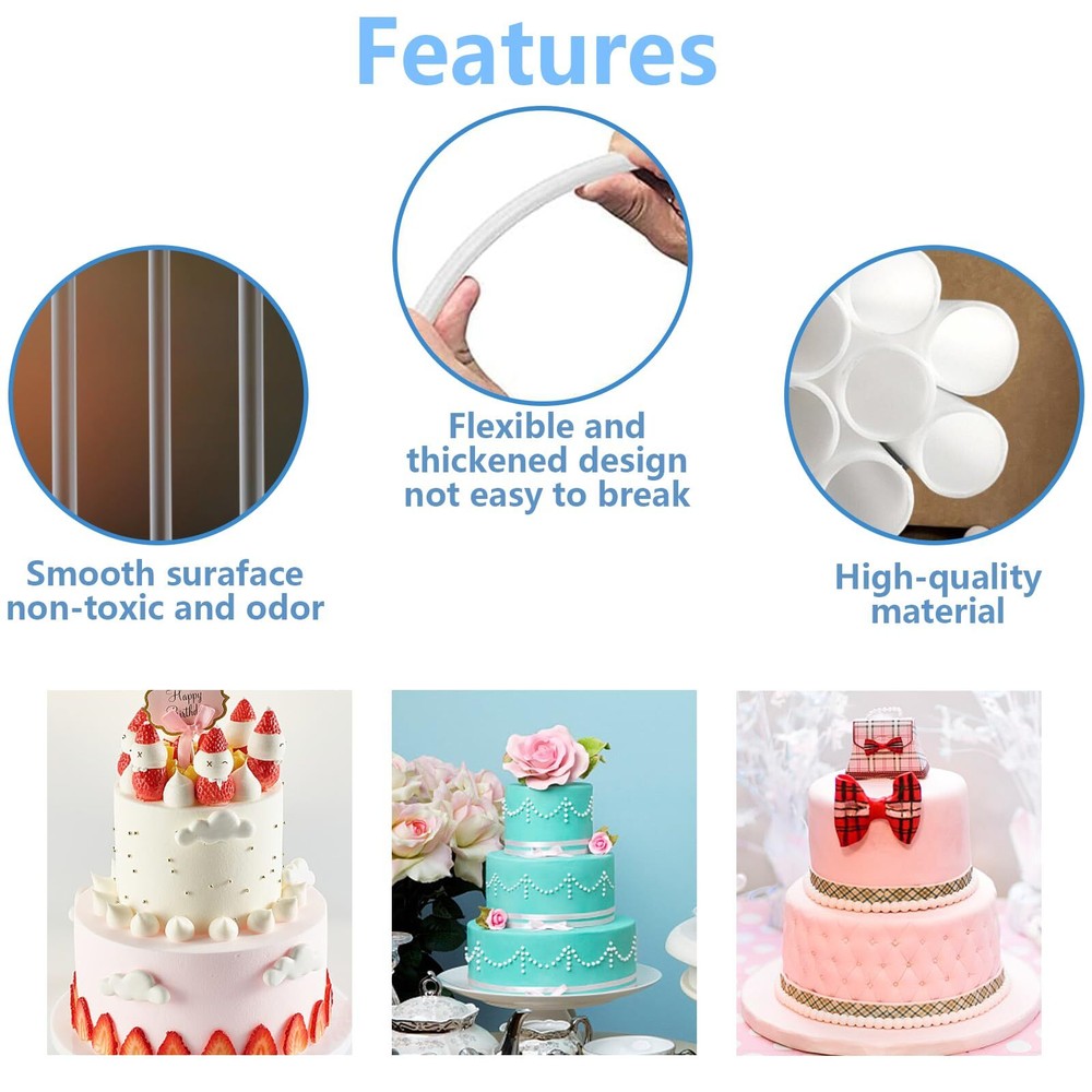 5 Pcs Cake Separator Plates Base Stands with 15 Pcs Plastic Dowel Rods