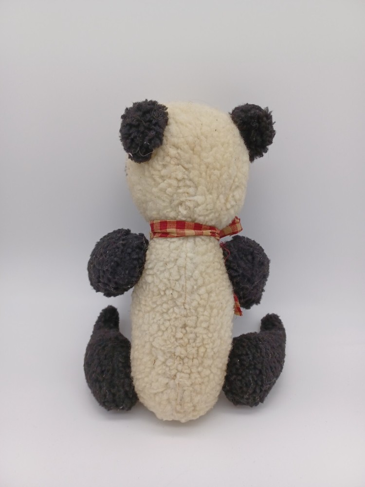 ~Panda Bear with Plaid Bow and Bell 16"