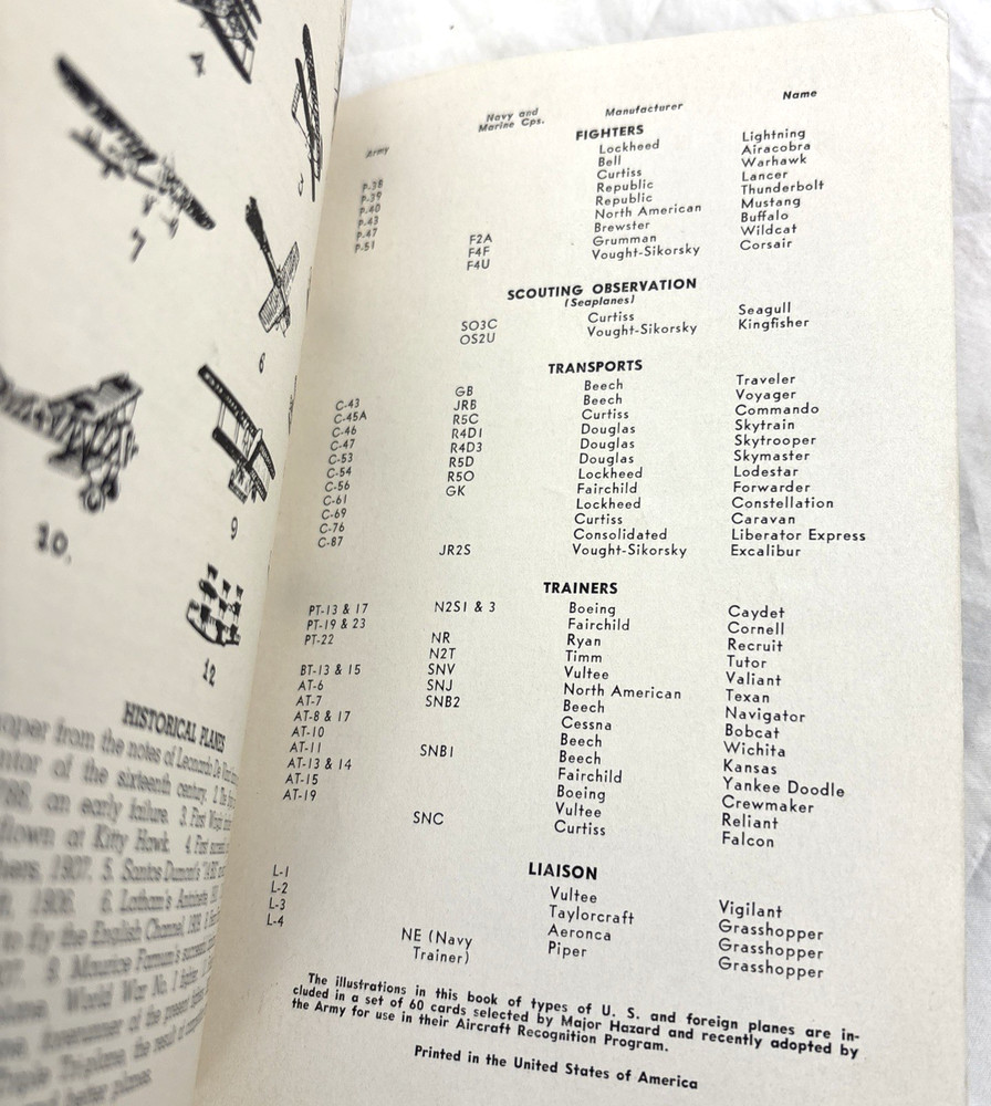 1943 Elementary & Advanced Aircraft Identification by Major Frederick Hazard