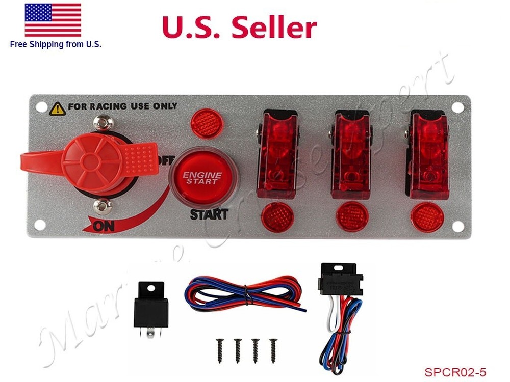 Ignition Racing Car Switch Panel Engine Start Push Button ON OFF LED Toggle 12V