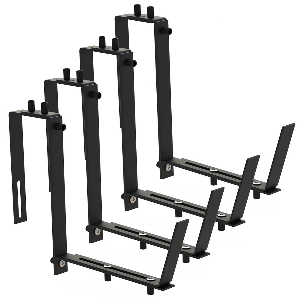 4PCS Adjustable Planter Box Brackets Mounts Deck Railing Flower Box Holder Hooks