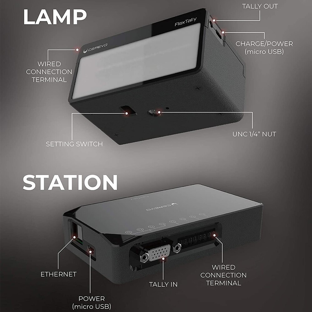 Cerevo FlexTally Wireless Tally Light System for Video Switcher and Multi-Camera