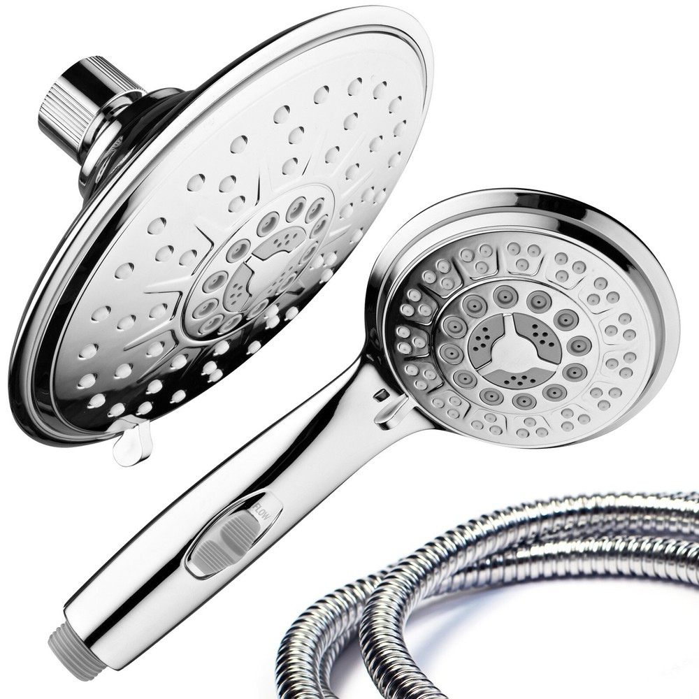 Hydroluxe 6'' Multi Setting Chrome Rainfall Shower Head & Handheld Combo