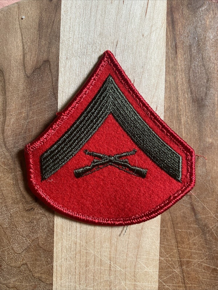 USMC Lance Corporal Chevron Patch Green And Red