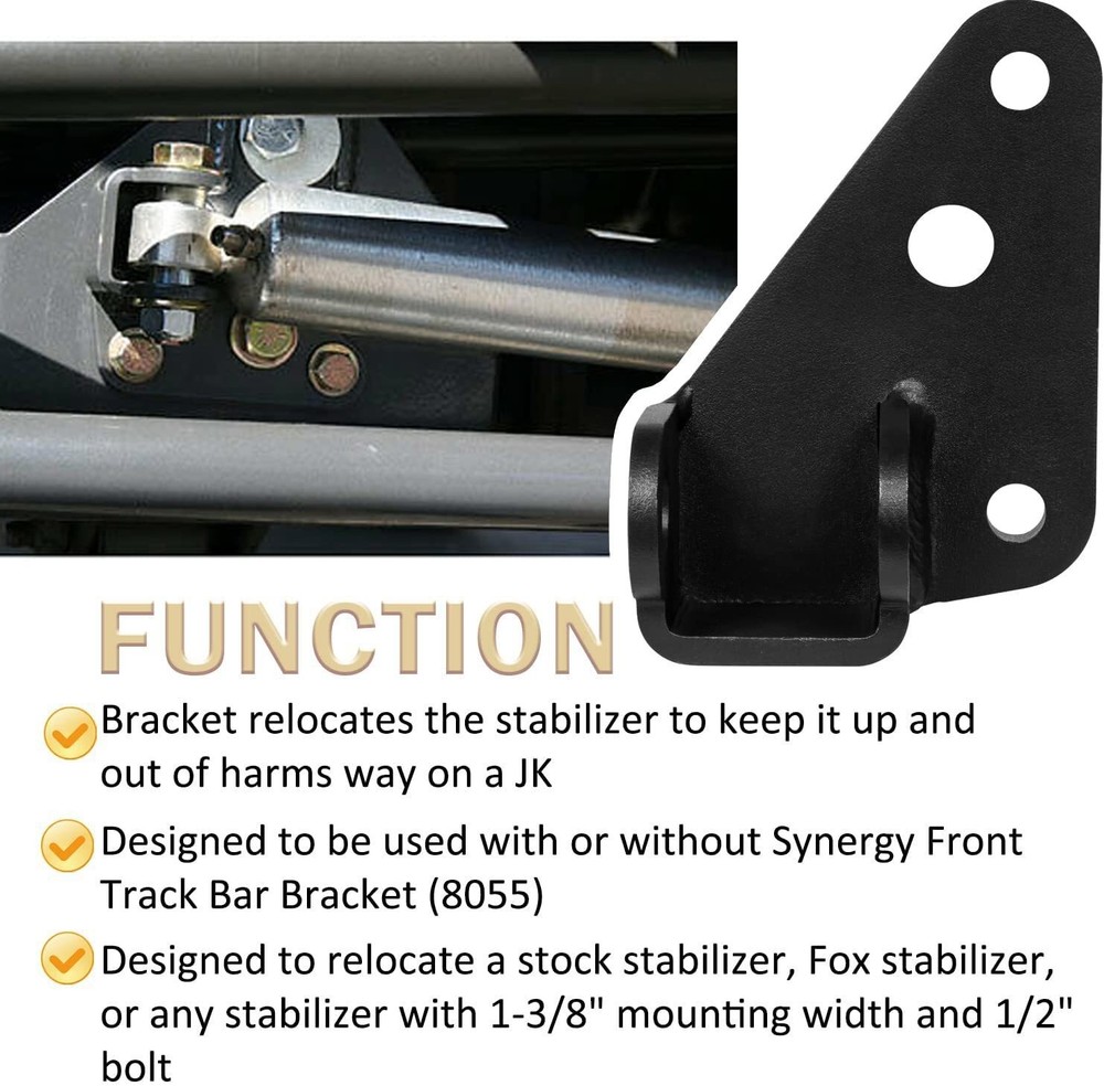 8007 Steering Stabilizer Relocation Bracket Replacement for Wrangler JK 2007-18