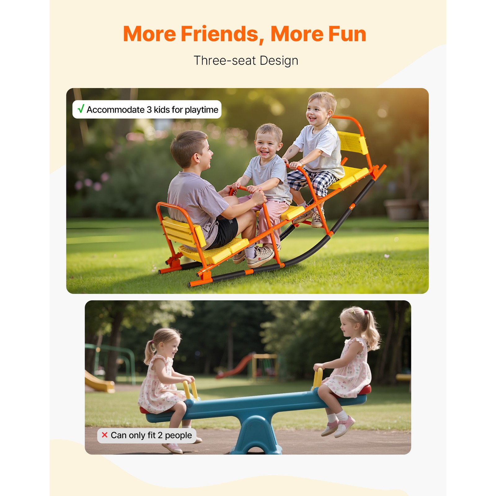 Kids Seesaw 200 lbs Capacity Metal Rocking Teeter Totter with Handles