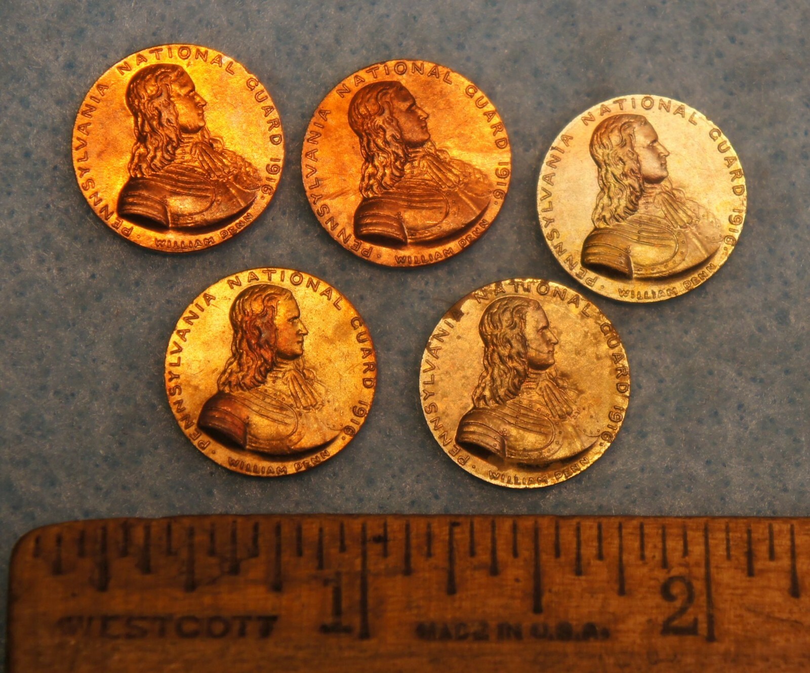 5 Unc 1916-1917 MEXICAN BORDER SERVICE Unfinished PNG Mini Medals NEW OLD STOCK