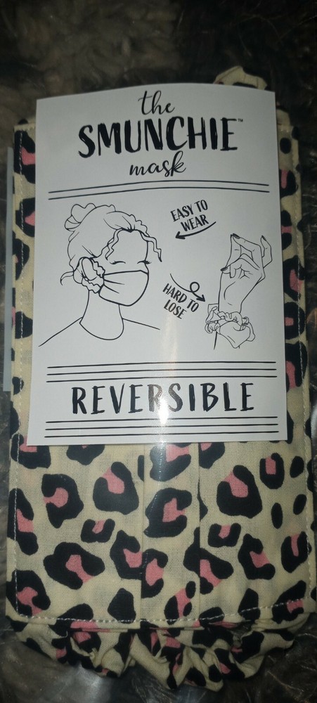 Justice reusable scrunchie Face MAsk leopard new
