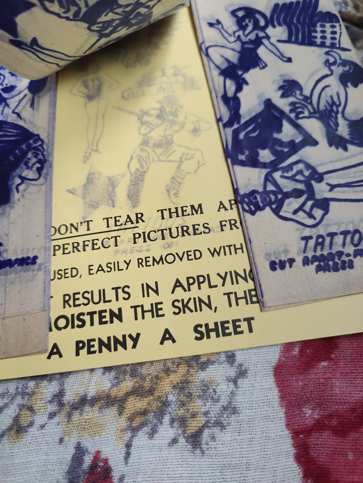 Vintage WWII Era Victory Tattoos Lot W.S.N.Y. Penny a Sheet Sailor Patriotic...
