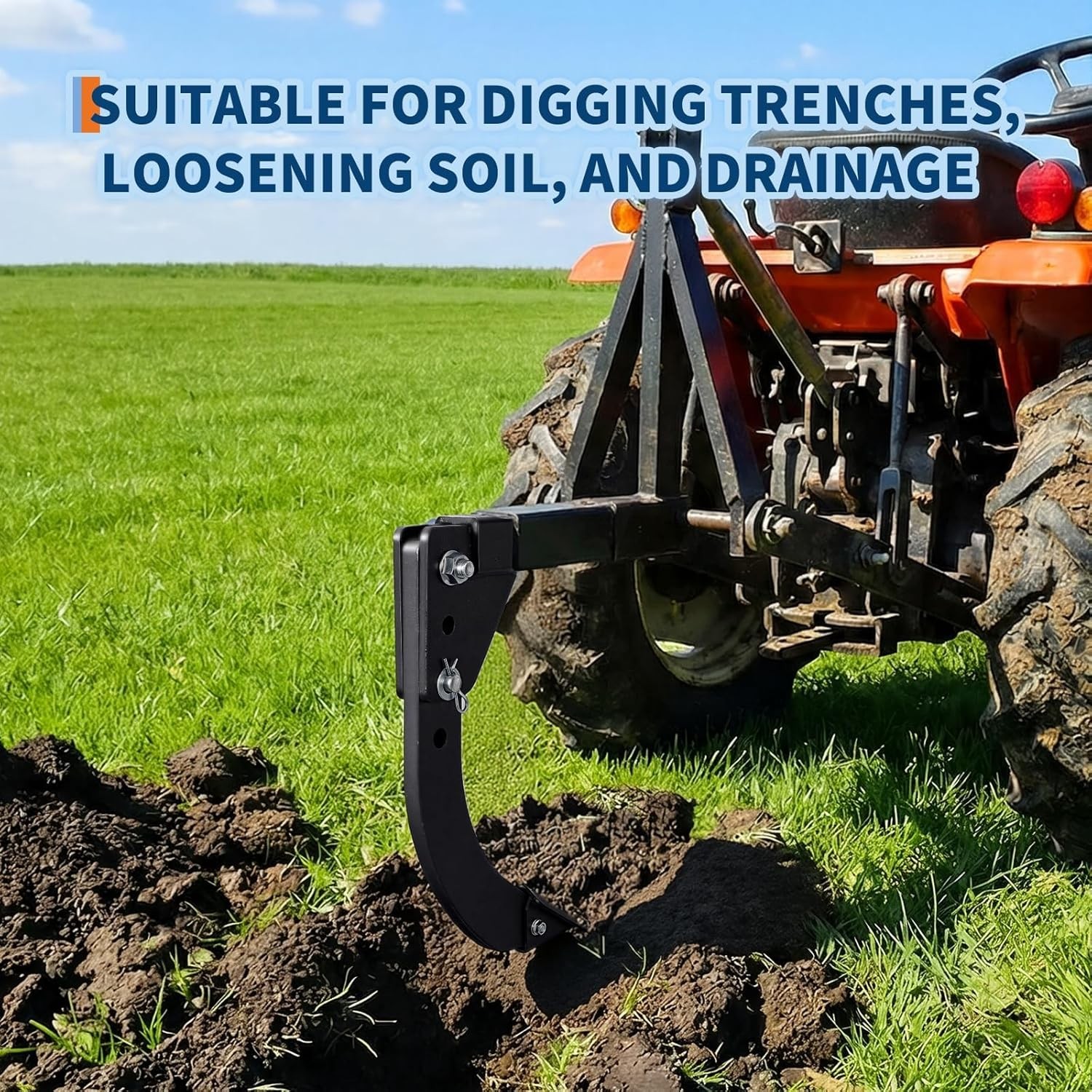 Trencher 3 Point Quick Hitch Plow Adjustable Subsoiler w/2in ATV Hitch Receiver