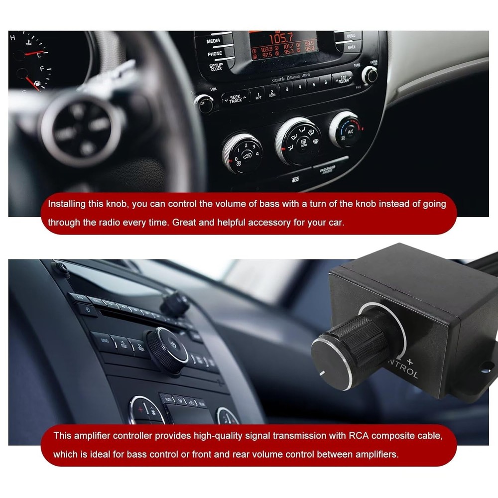 1pcs Universal Car Amplifier RCA Level Controller Audio Bass Control Knob Cable