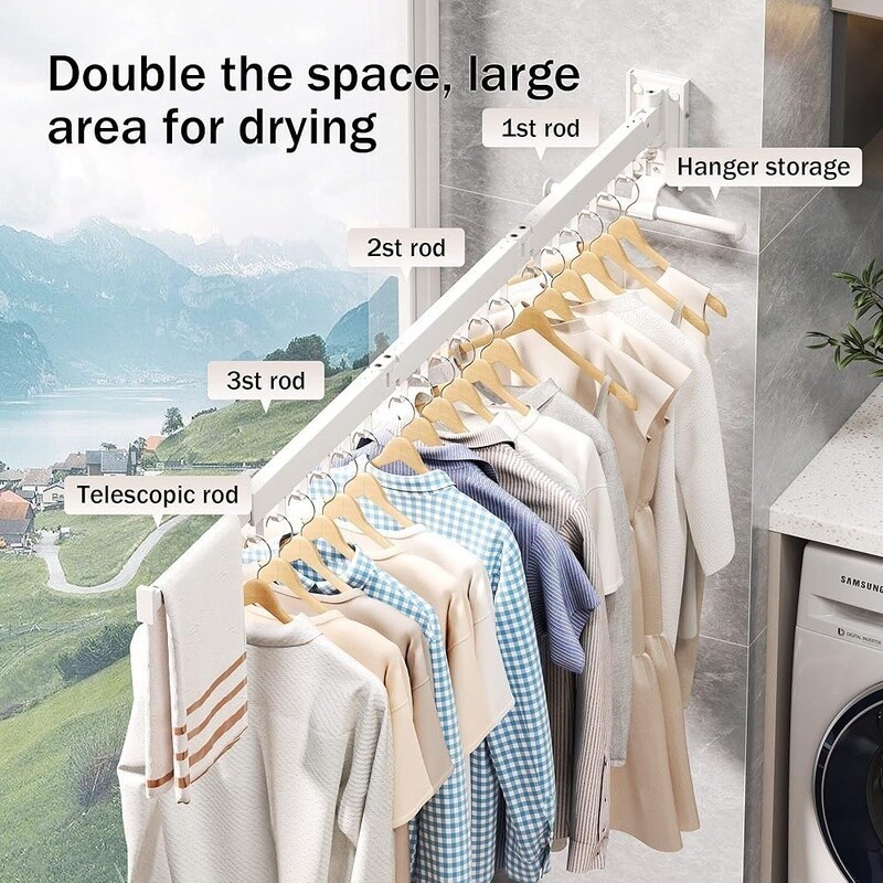 Wall Mounted Drying Rack Foldable Heavy Duty Space Saving Laundry Organizer New