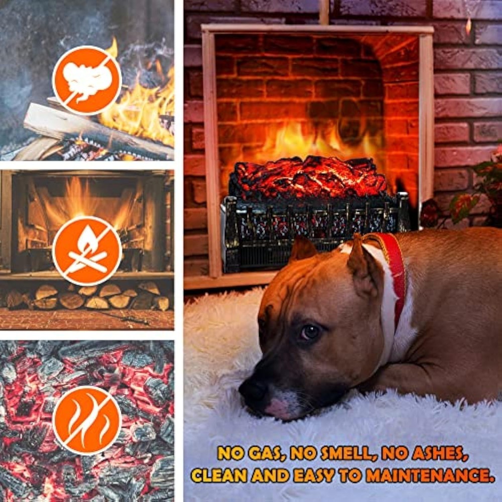 Fireplace Insert Heater with Remote,8H Timer, Simulated flame，Open box