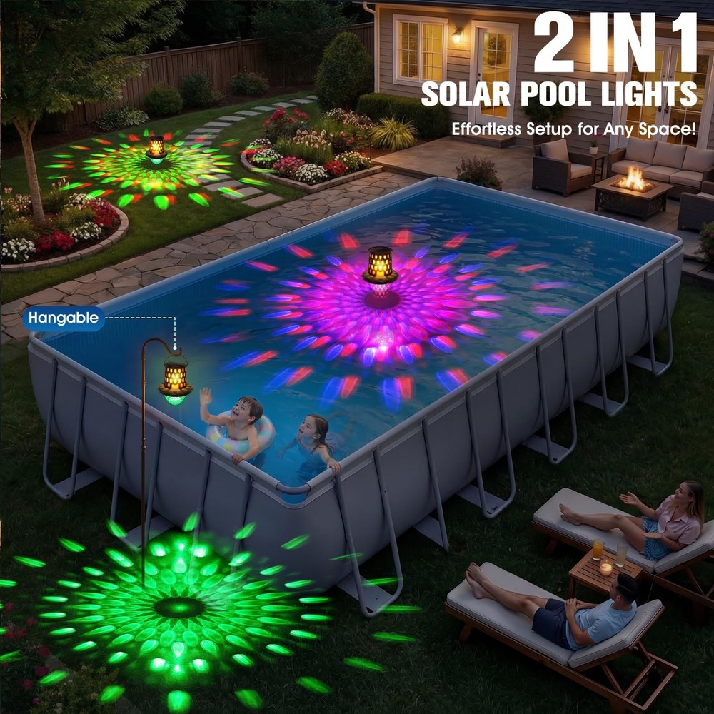 Floating Pool Lights,2026 Upgraded Solar Powered Pool Lights that Float,Flick...