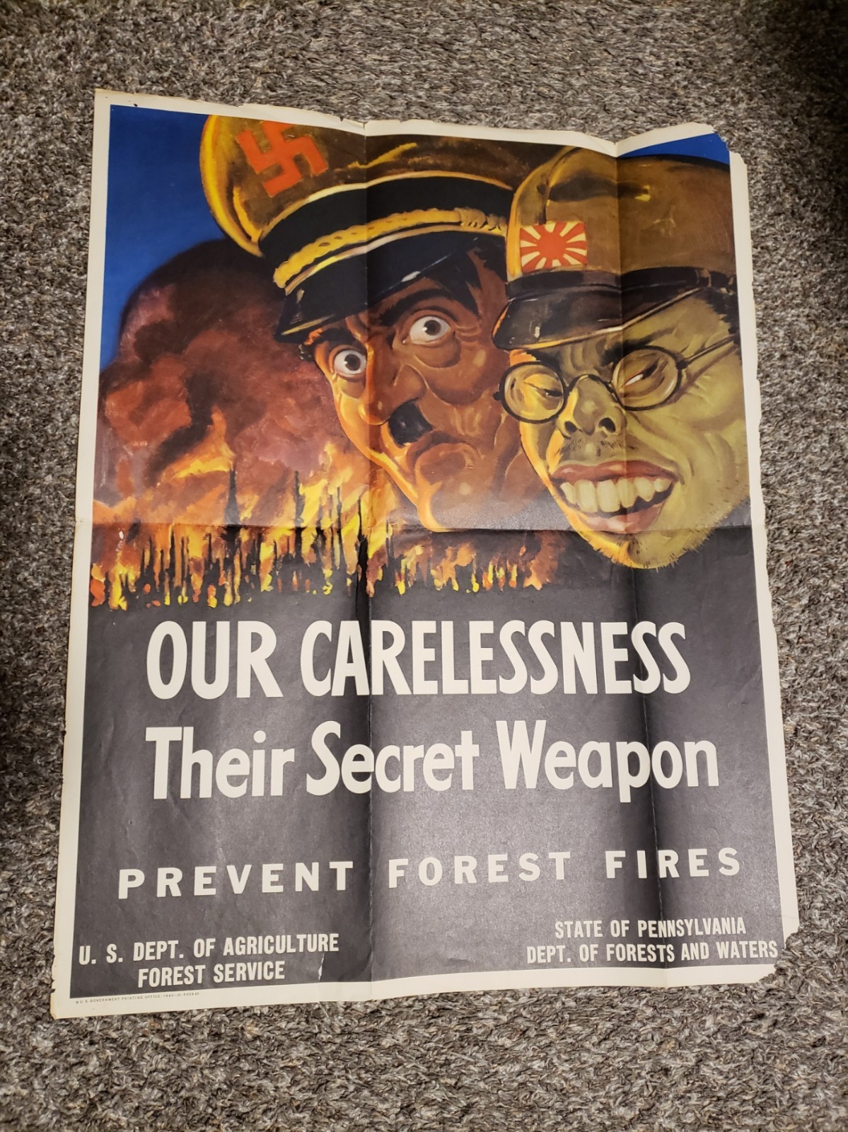 vintage 1943 WWII original Poster