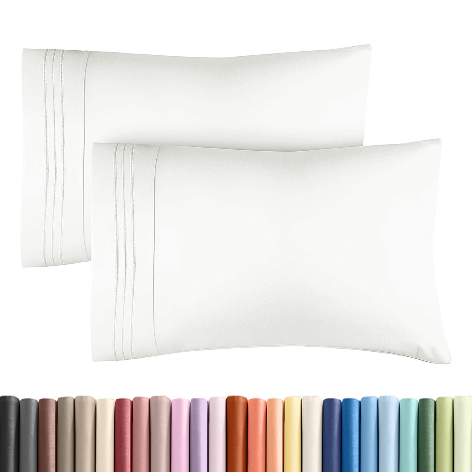 Pillow Cases Set of 2, Hotel Quality Ultra Soft Pillow Covers by CGK Linens