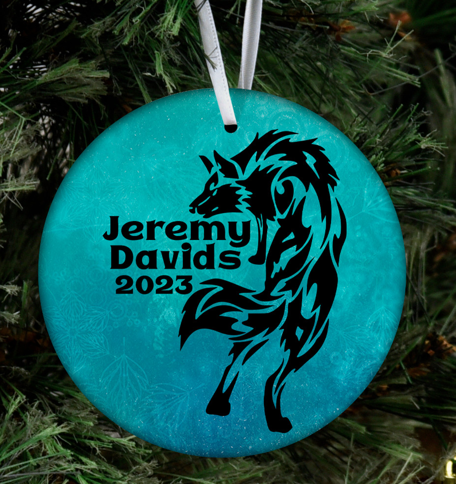 Wolf Customizable Christmas Tree Ornament Gift, Personalized Stocking Stuffer