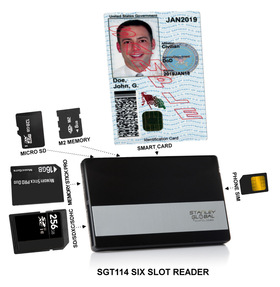Stanley Global SGT114 DOD CAC USB Smart Card Flash Multi Memory SDXC Reader