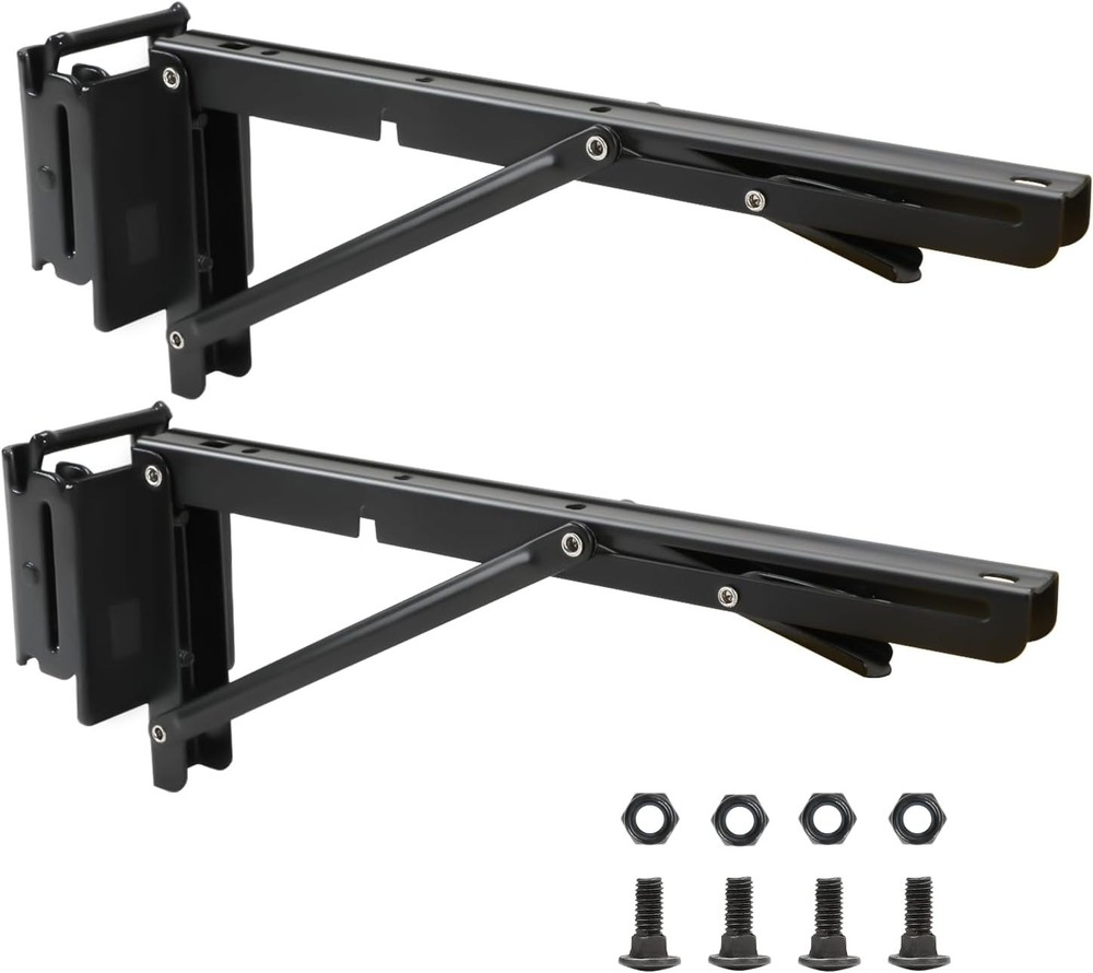 12 Inch Double Fittings E Track Shelf Bracket Hinged Collapsible Table 4 Pack