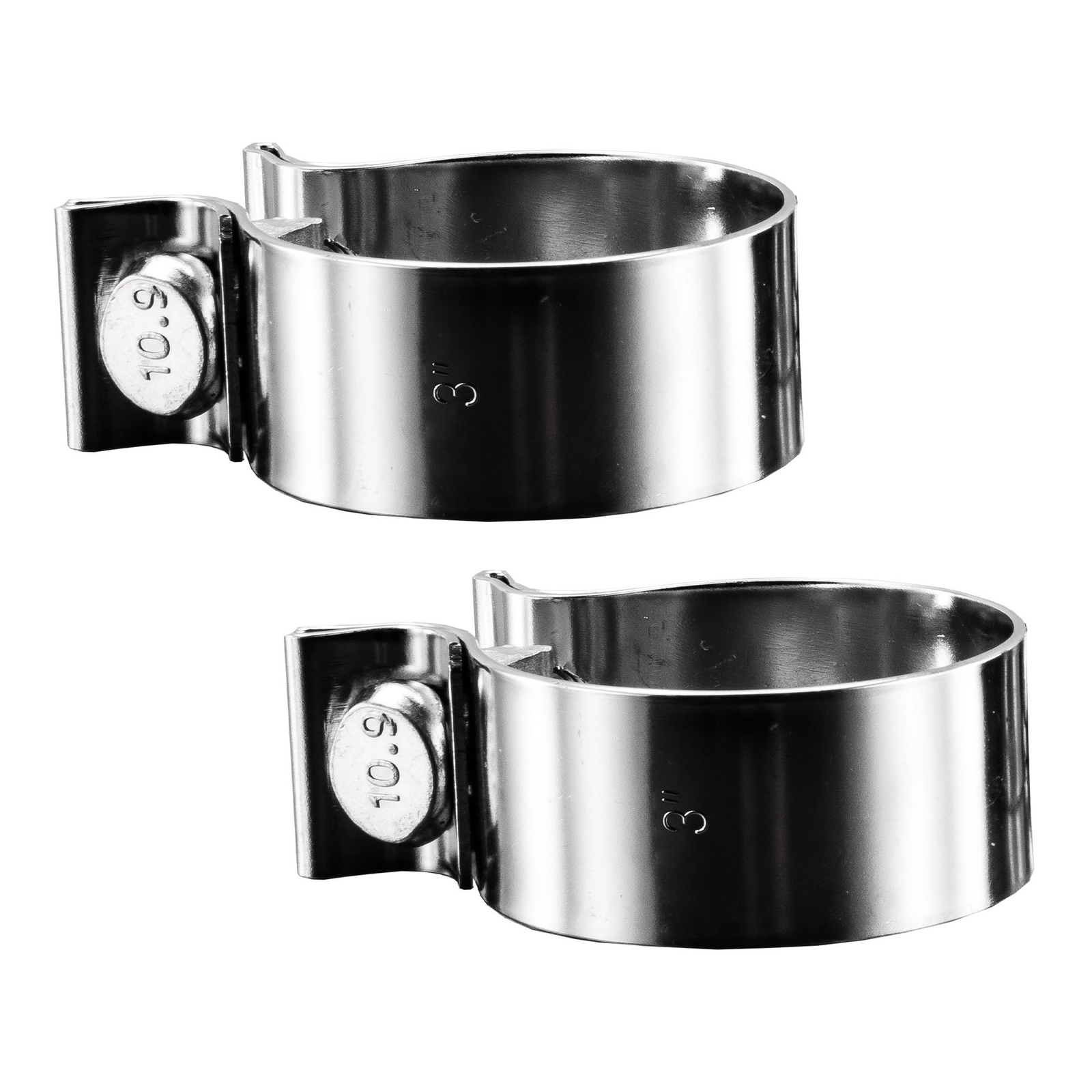 2X Stainless Steel 3" Exhaust Clamp Narrow Band Muffler Clamp for Pipe Muffler.
