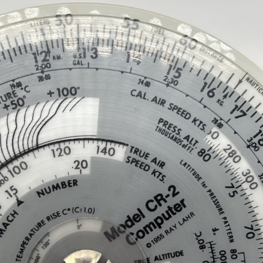 Jeppesen Flight Computer Model CR-2 Circular & Case 1955 Aviation Calculator