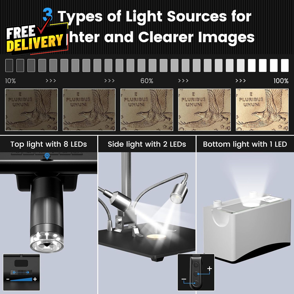 AD210 10.1 Inch LCD Digital Microscope for Adults Soldering Microscope for......